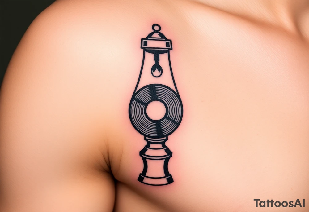 lava lamp with a disco ball and vinyl record inside of it tattoo idea