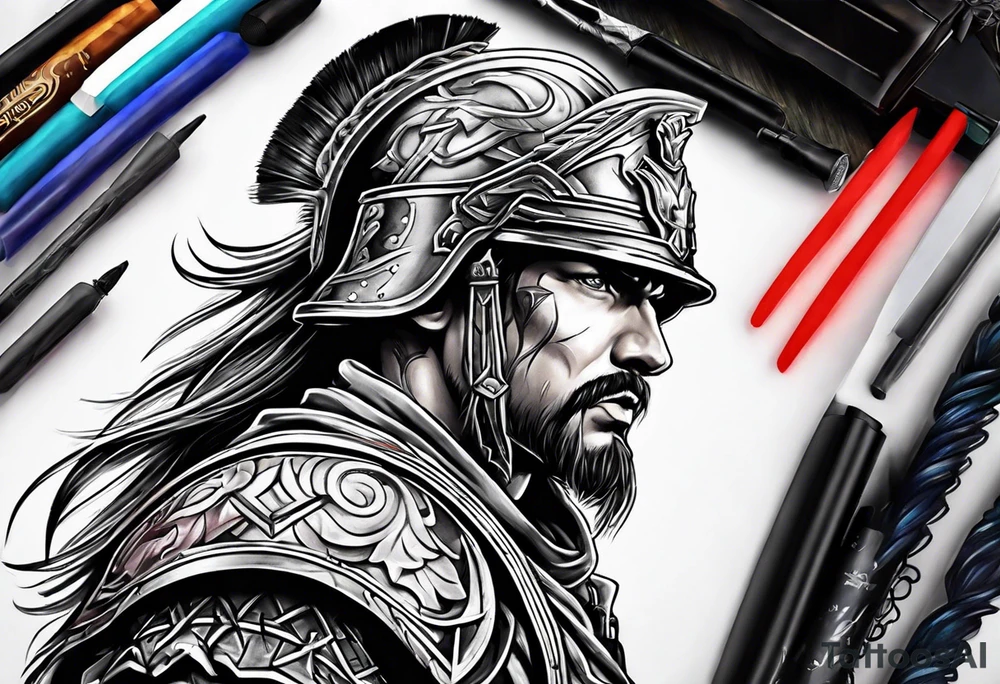 Warrior soldier tattoo idea