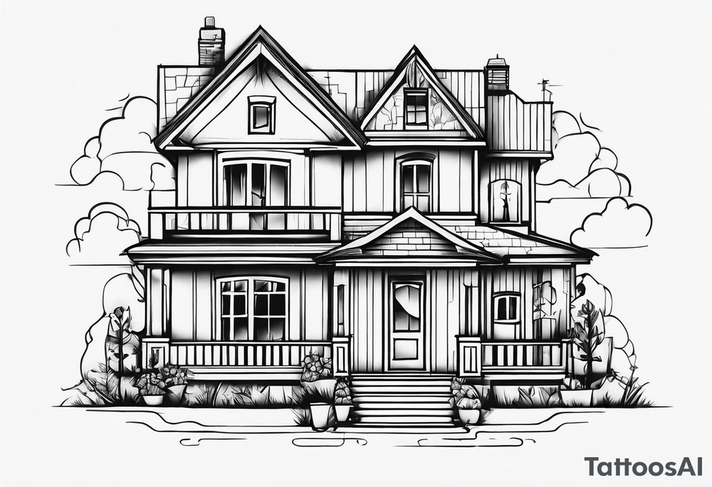 house with family tattoo idea