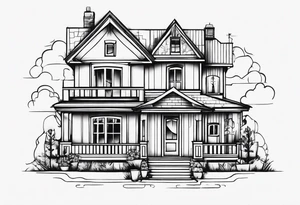 house with family tattoo idea