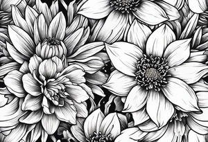 Narcissus and chrysanthemum intertwined tattoo idea