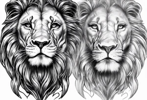 One Face , left part of it Lion right part of it godess tattoo idea