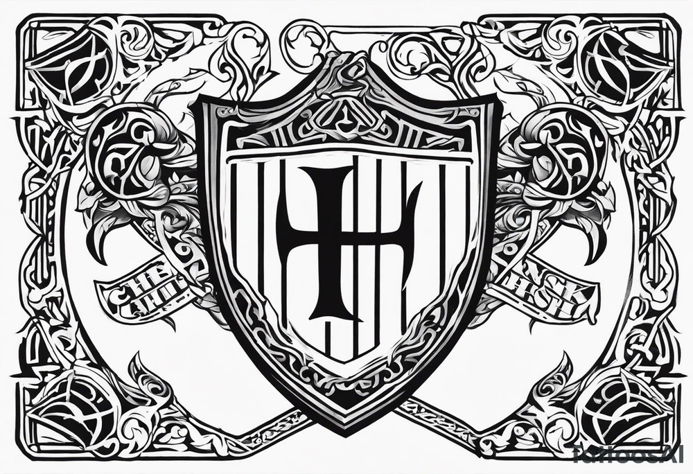 Valhalla shield  sword axe tattoo idea