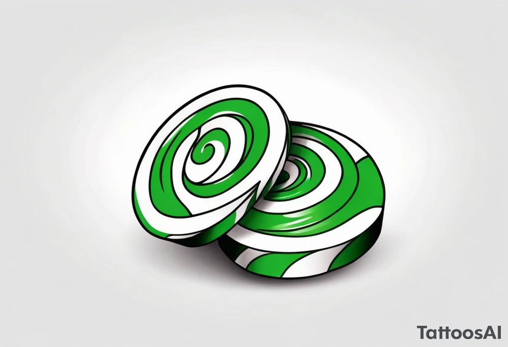 small tattoo of a green swirl peppermint candy in the wrapper tattoo idea