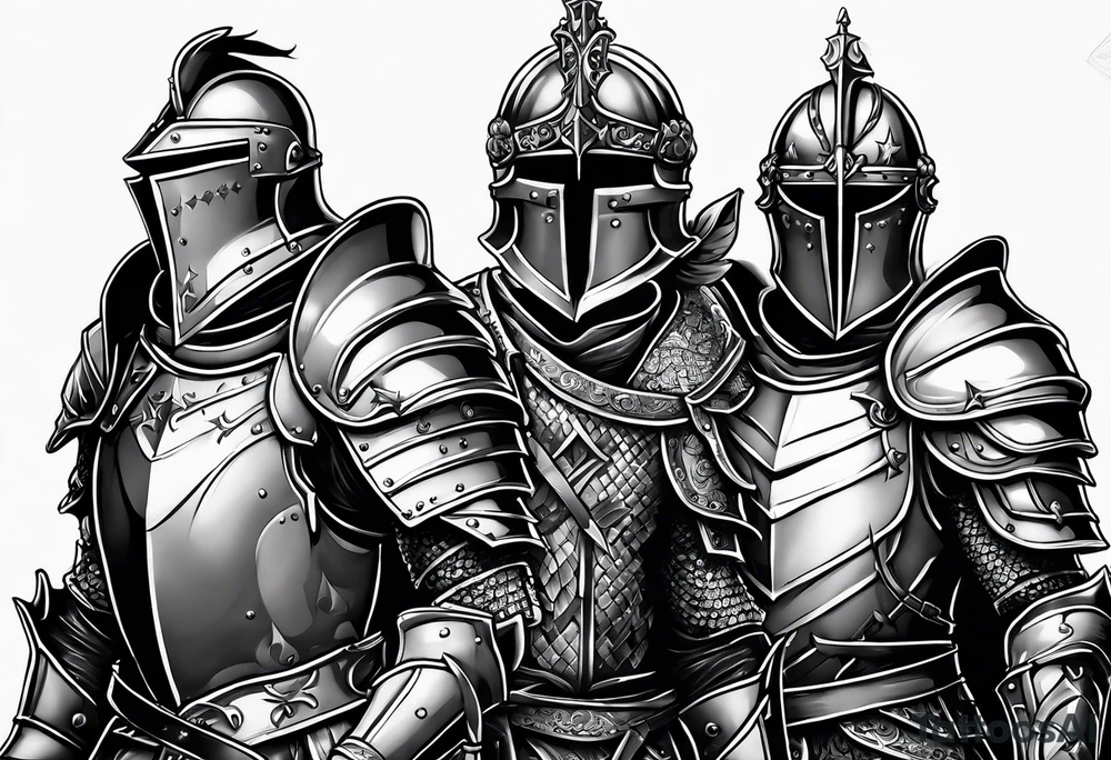 two sexy male knights in heavy armor tattoo idea
