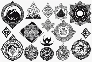 avatar the last airbender elemental symbols tattoo idea