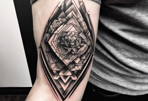 protruding extreme pain elbow fragmented on arm tattoo idea