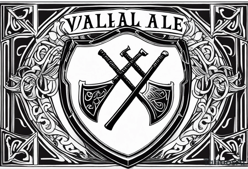 Valhalla shield sword axe fire tattoo idea