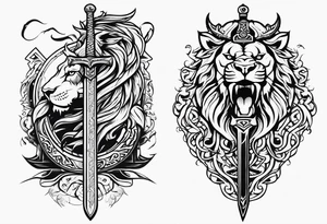 Valhalla sword  dragon lion tattoo idea