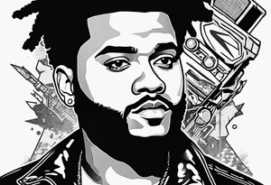 The weeknd with fortnite themed style tattoo idea