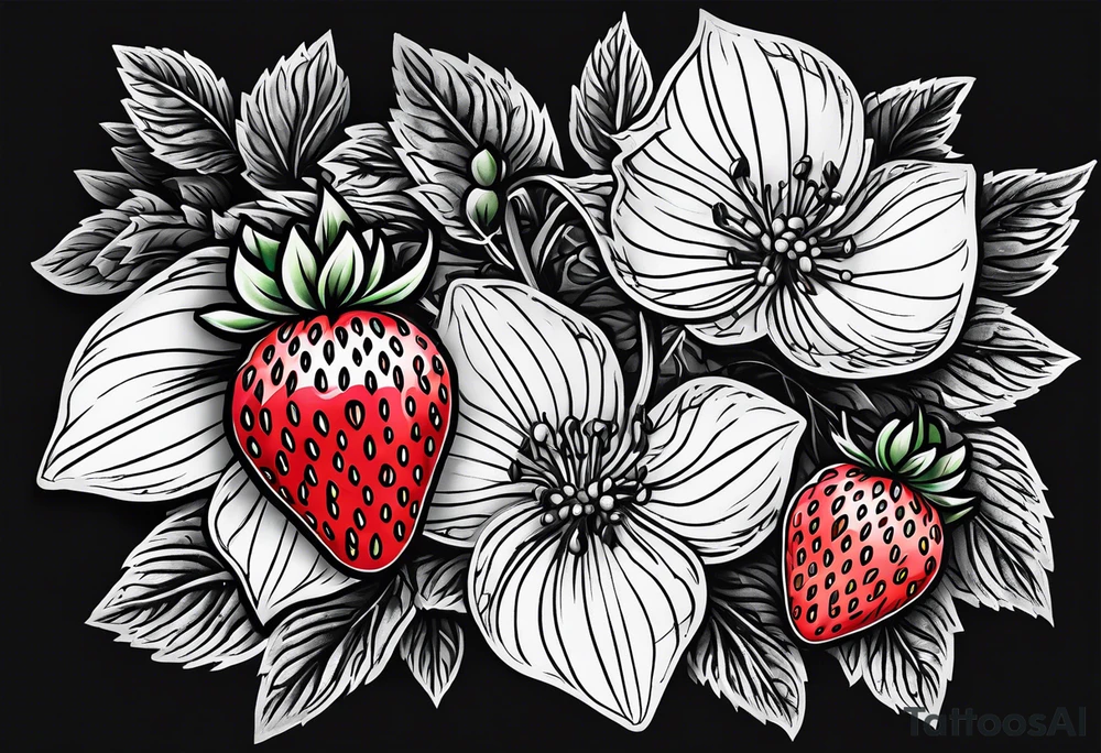Illistrative  Strawberry tattoo idea
