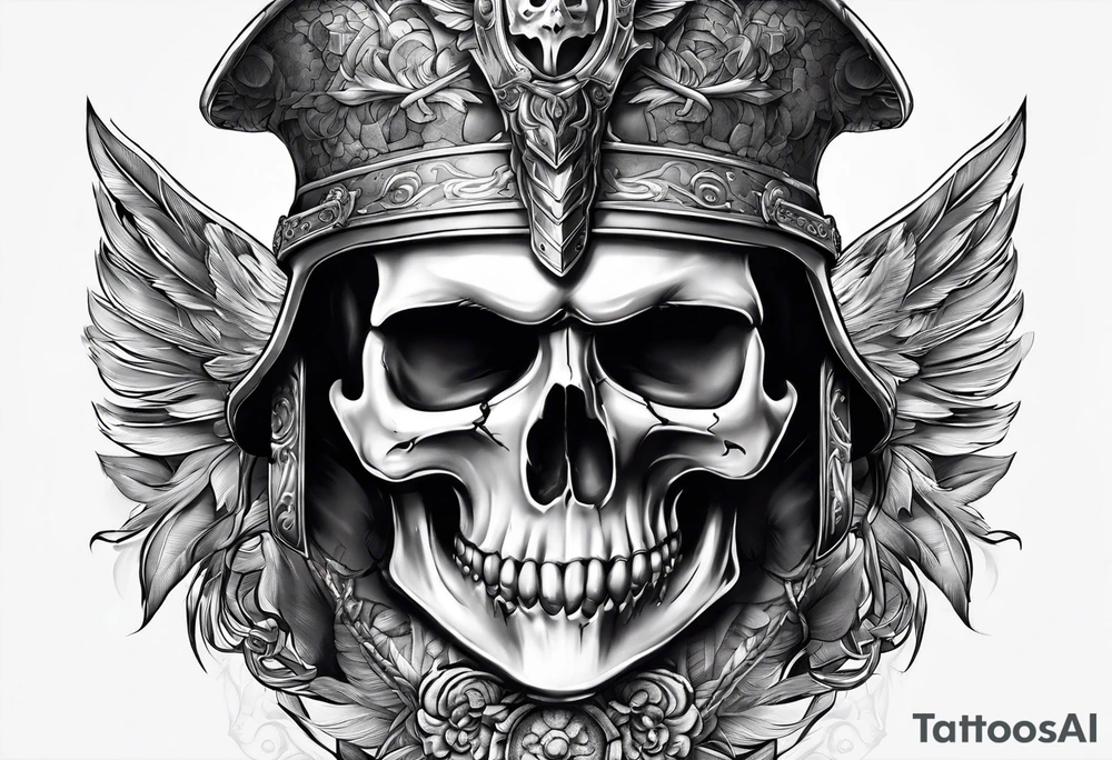 roman soldier skull tattoo idea