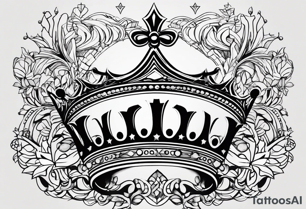 King & Queen Crown. Simplistic and detailed. fine lines Geometric design. no shading. Letters J & J included. tattoo idea