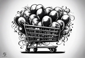 NF shopping cart and balloons tattoo idea