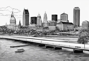 saint louis skyline with cardinals tattoo idea