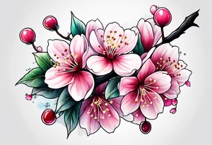 Cherry blossoms and srtars tattoo idea