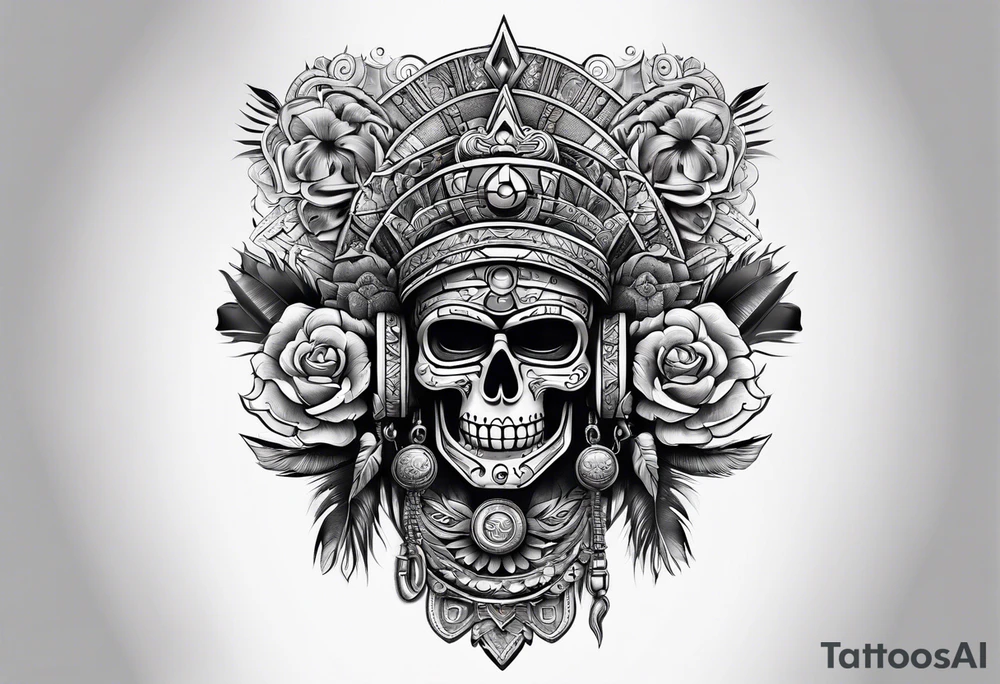 gangster, mayan,guns,symbols tattoo idea