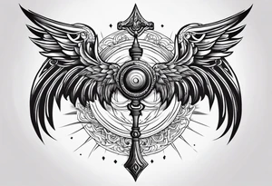 back tatoo with trishul and wings tattoo idea