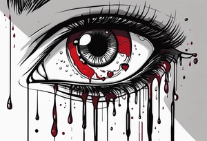Bleeding tears flow from eye tattoo design nope eyebrow tattoo idea