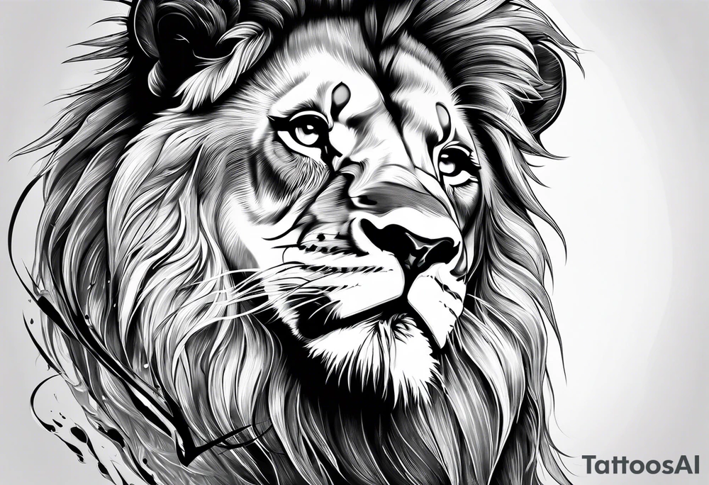 A lion drinking whiskey tattoo idea