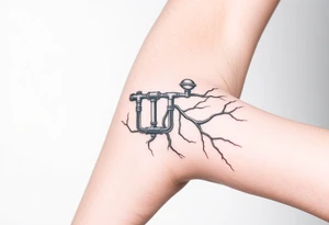 System of pipes that transitions into veins of forearm tattoo idea