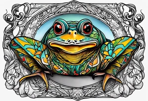 Duck toad moth tattoo idea