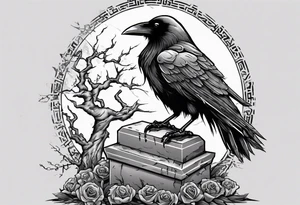 Raven on the grave with the katana tattoo idea