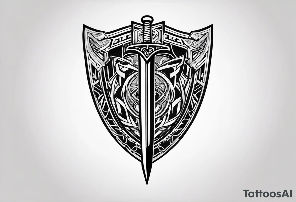Valhalla sword shield lightning tattoo idea