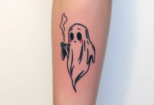 Cute ghost smoking tattoo idea