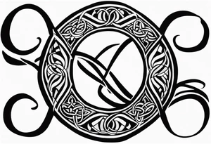"Cheers Mate" text black and grey ink armband +Celtic +grey Cancer Ribbon +tribal +artistic tattoo idea
