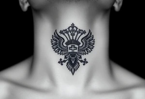 russian christian orthodox military neck design front facing tattoo idea