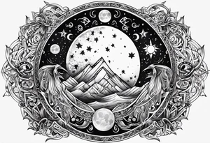 viking moon and sun tattoo idea