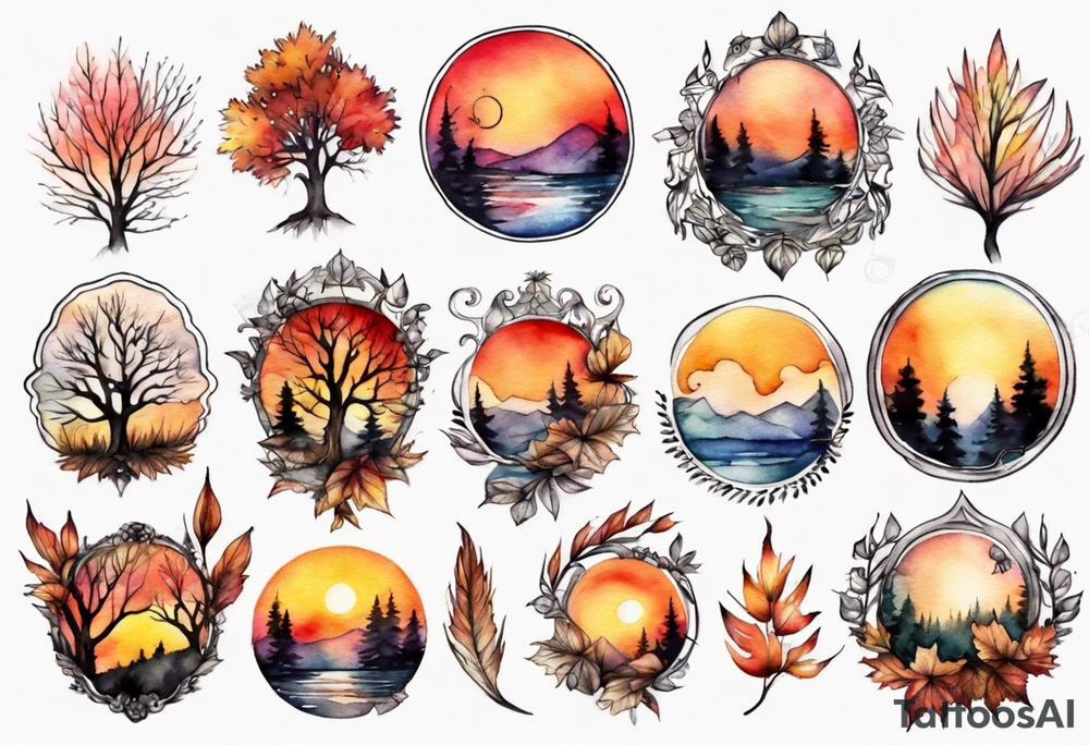 fall sunset tattoo idea