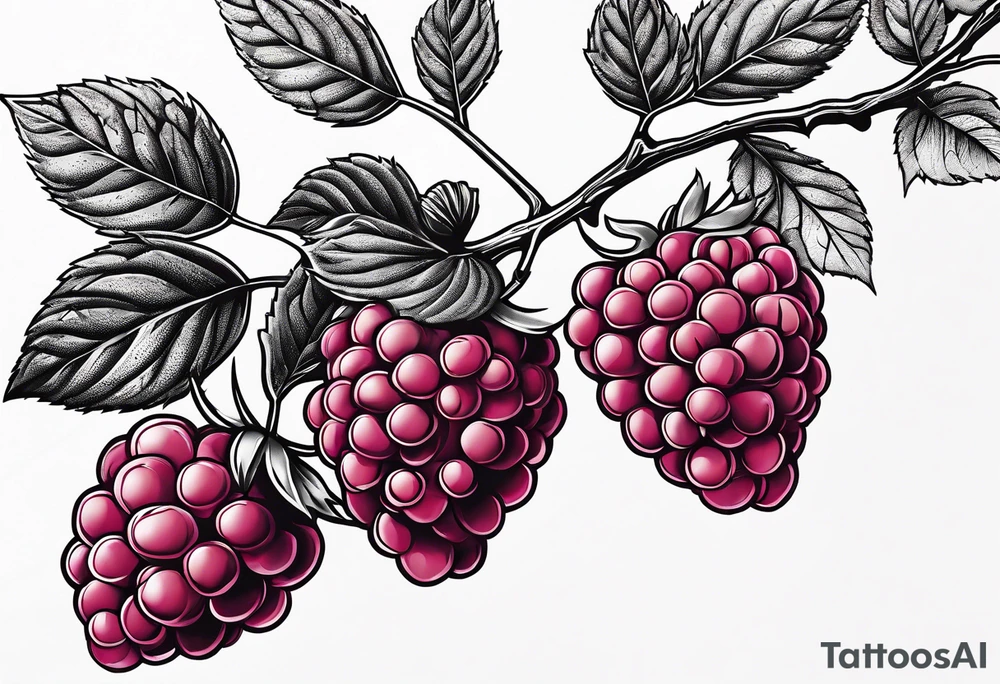 a long raspberry branch that focuses on line work. tattoo idea
