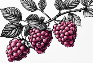 a long raspberry branch that focuses on line work. tattoo idea