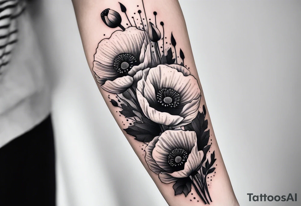 Poppy bouquet tattoo idea