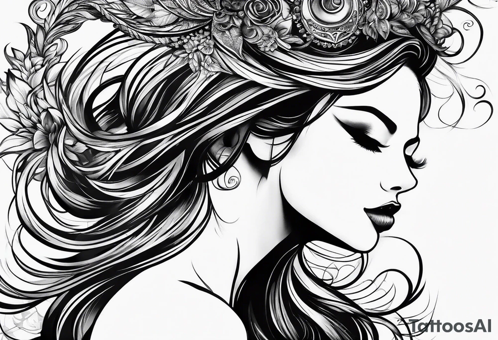 single strand of hair tattoo idea