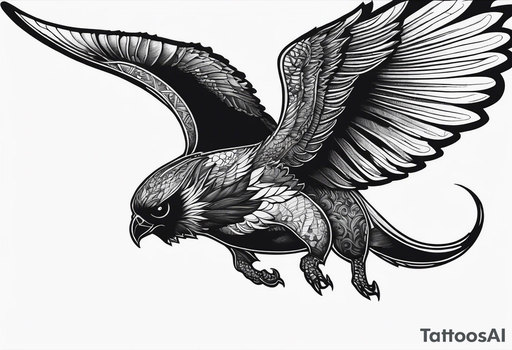 a scary black flying to the top tattoo idea