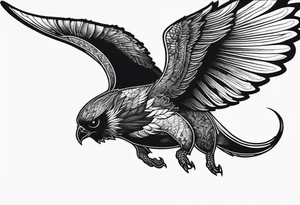 a scary black flying to the top tattoo idea