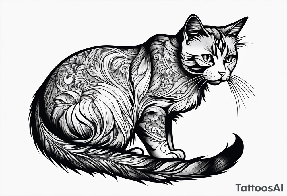 side profile of a cat facing left tattoo idea