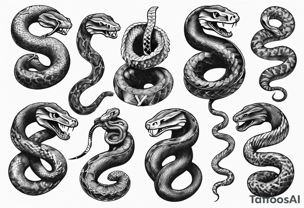 snake choking bank dollars tattoo idea