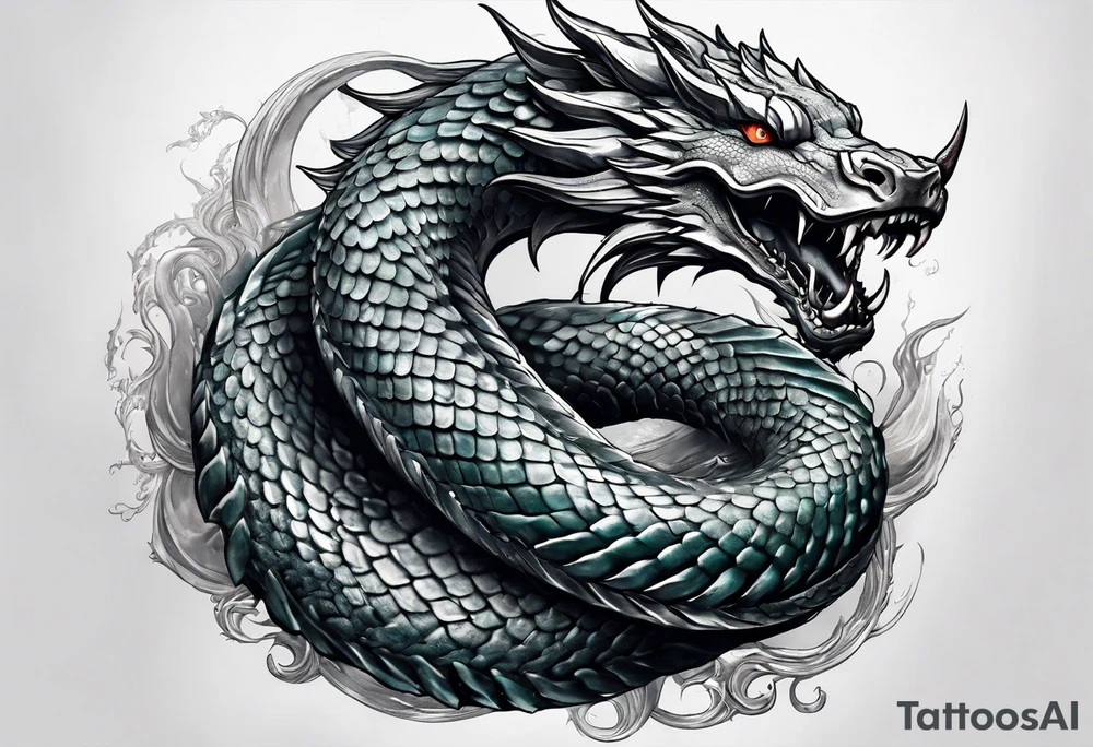 a Sleeve tattoo Jörmungandr the World Serpent, as depicted in God of War. tattoo idea