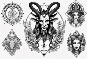 human like Baphomet friendly but dark and large no flowers tattoo idea