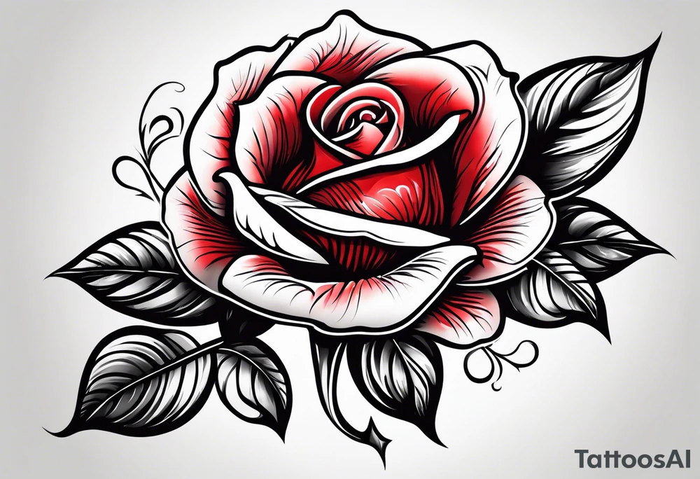 red rose blooming tattoo idea