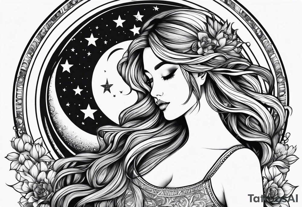 Pisces, feminine, book loving, moon & sun, tattoo idea