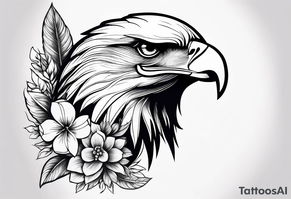 incorporate an eagle, with skull and flowers, can you make it vertical tattoo idea