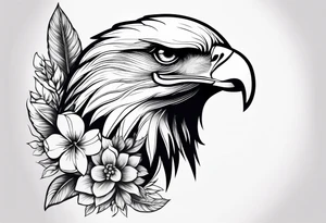 incorporate an eagle, with skull and flowers, can you make it vertical tattoo idea