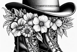 Cowboy flowers inside boots  boots cowboy hat howdy tattoo idea