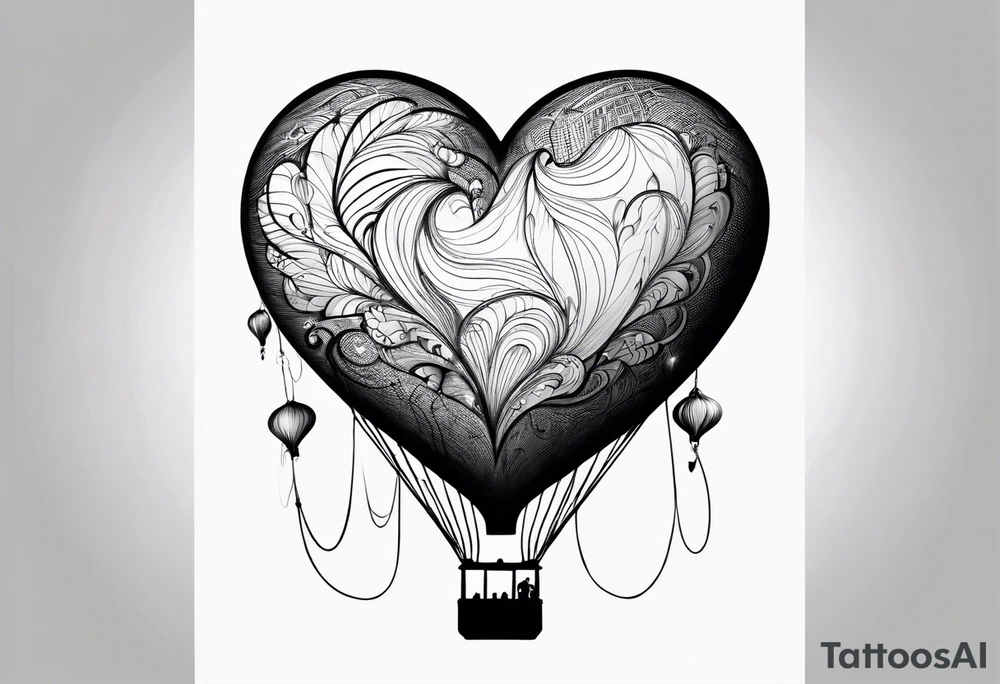 heartshaped small helium party baloon with a string and pulse heartbeat on a string tattoo idea