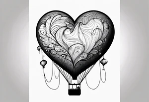 heartshaped small helium party baloon with a string and pulse heartbeat on a string tattoo idea